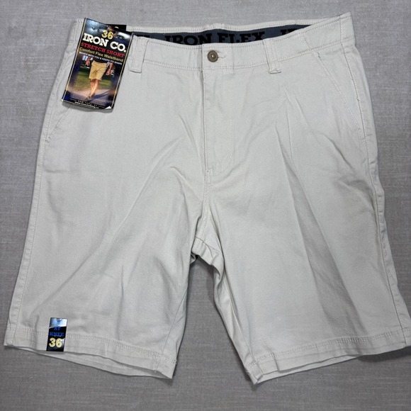 Iron Co. Other - NEW Iron Co Mens Shorts Chinos Khakis 36 Flat Front Stretch Flex Comfort READ